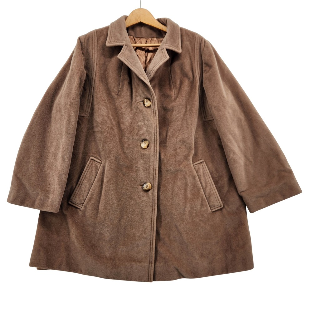 Juli de Roma Vintage Brown Kajmir Car Coat Faux Cashmere Mid-Length Jacket Women